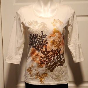 Coral Bay Forever Florida 100th Anniversary Sequined Women's Petite Top - PS